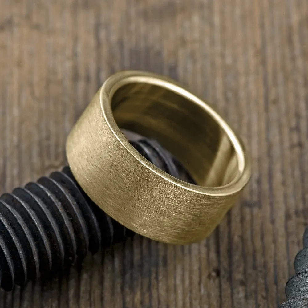 10mm 14K Yellow Gold Men's Comfort Fit Wedding Band, Brushed Matte Finish