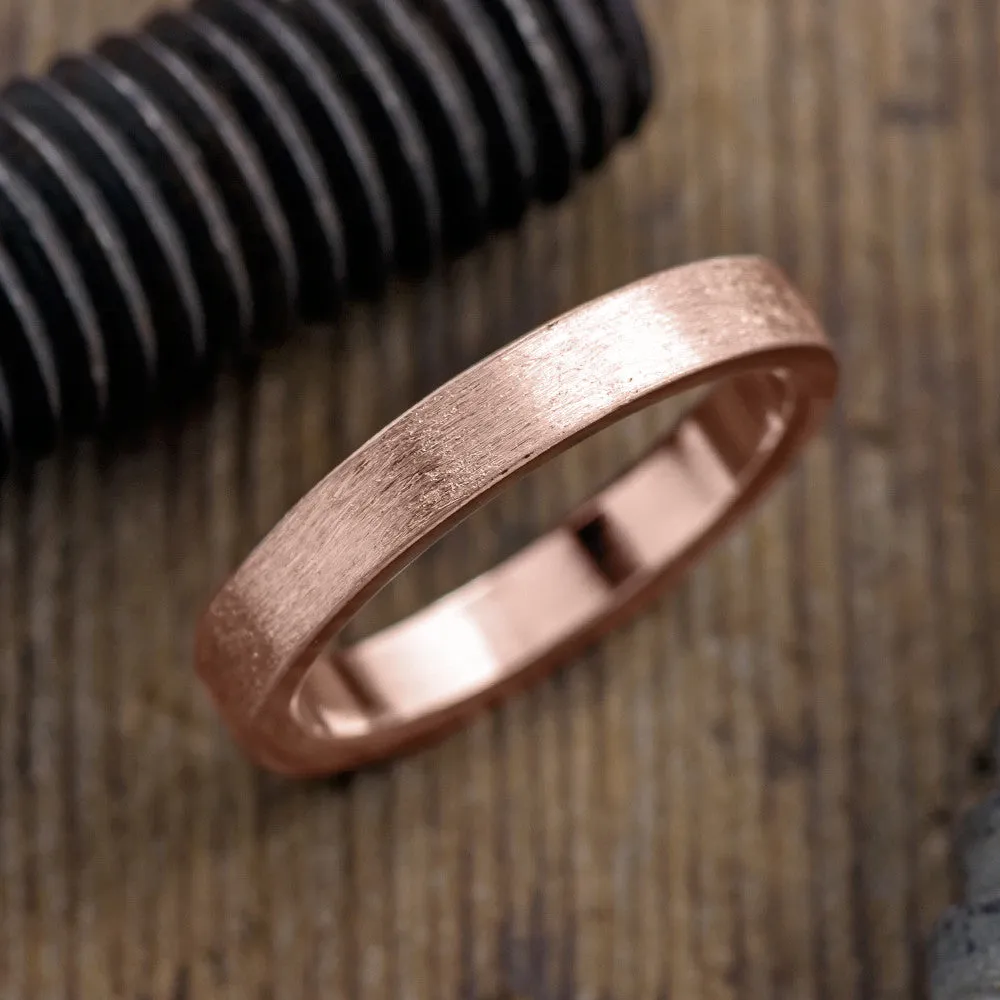 4mm 14k Rose Gold Men's Wedding Band, Matte Finish