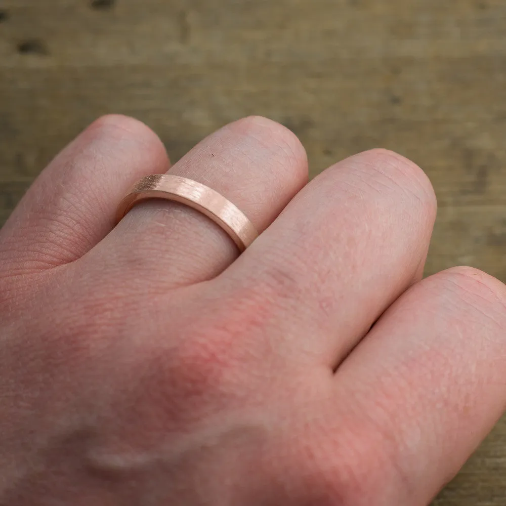 4mm 14k Rose Gold Men's Wedding Band, Matte Finish