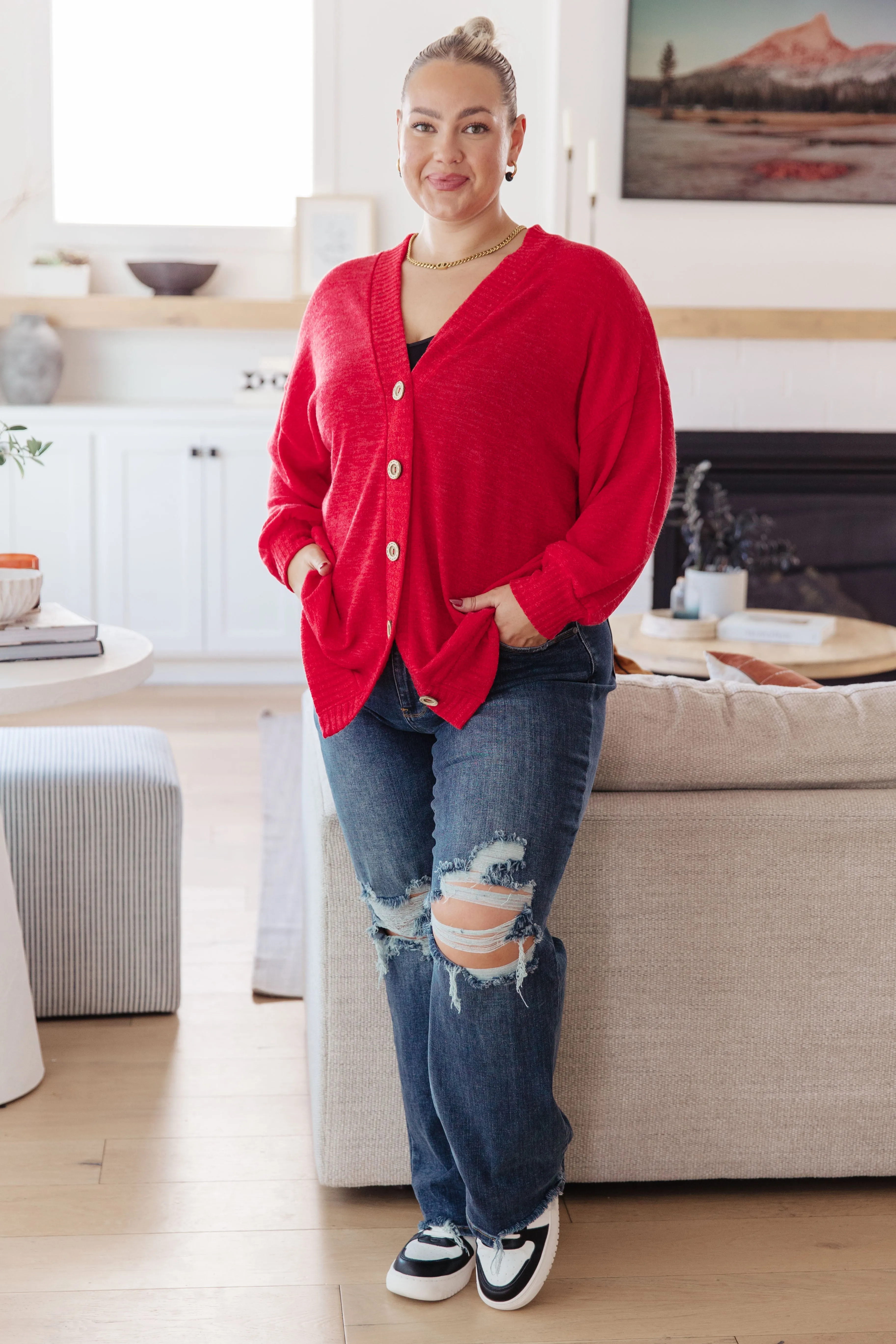 Be My Neighbor Cardigan in Red