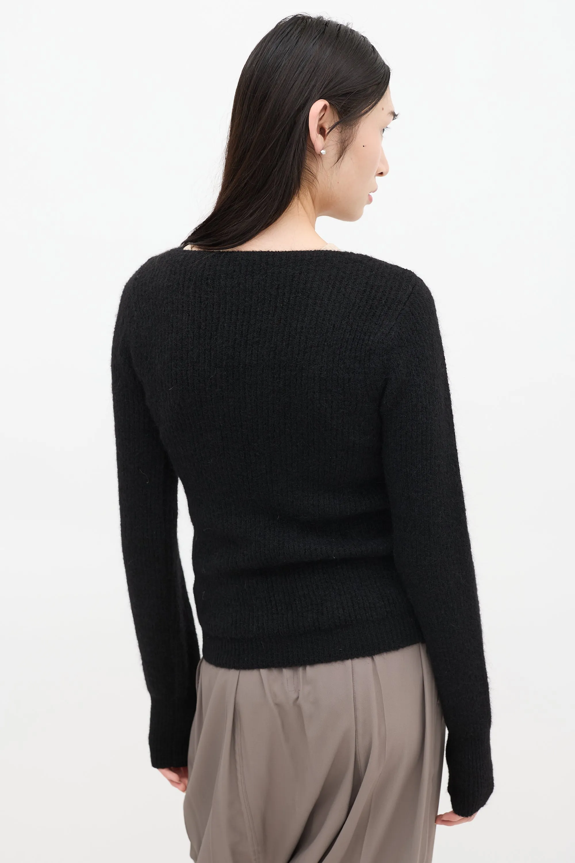 Black Asymmetric La Maille Pau Cardigan