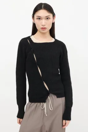 Black Asymmetric La Maille Pau Cardigan