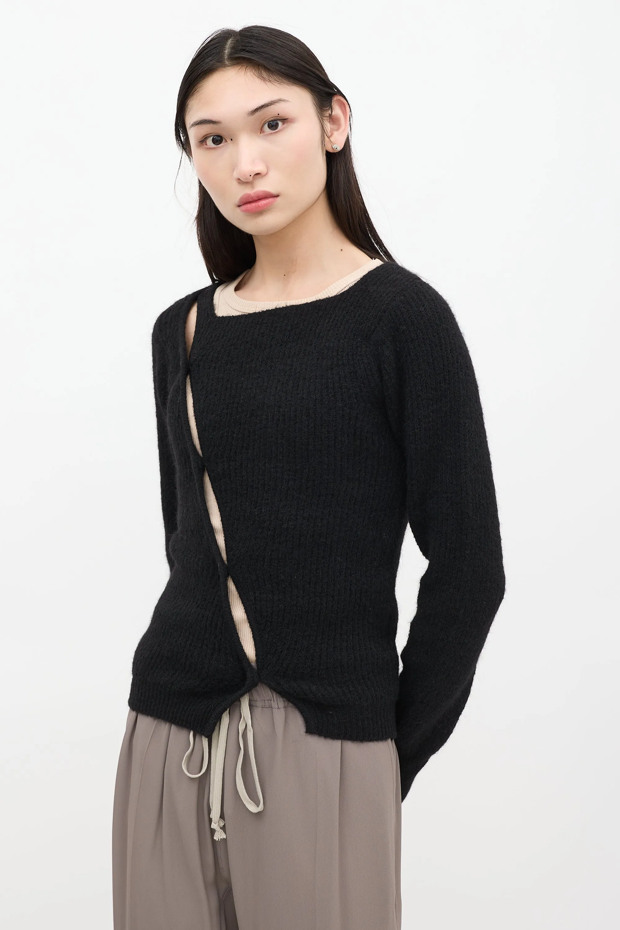 Black Asymmetric La Maille Pau Cardigan