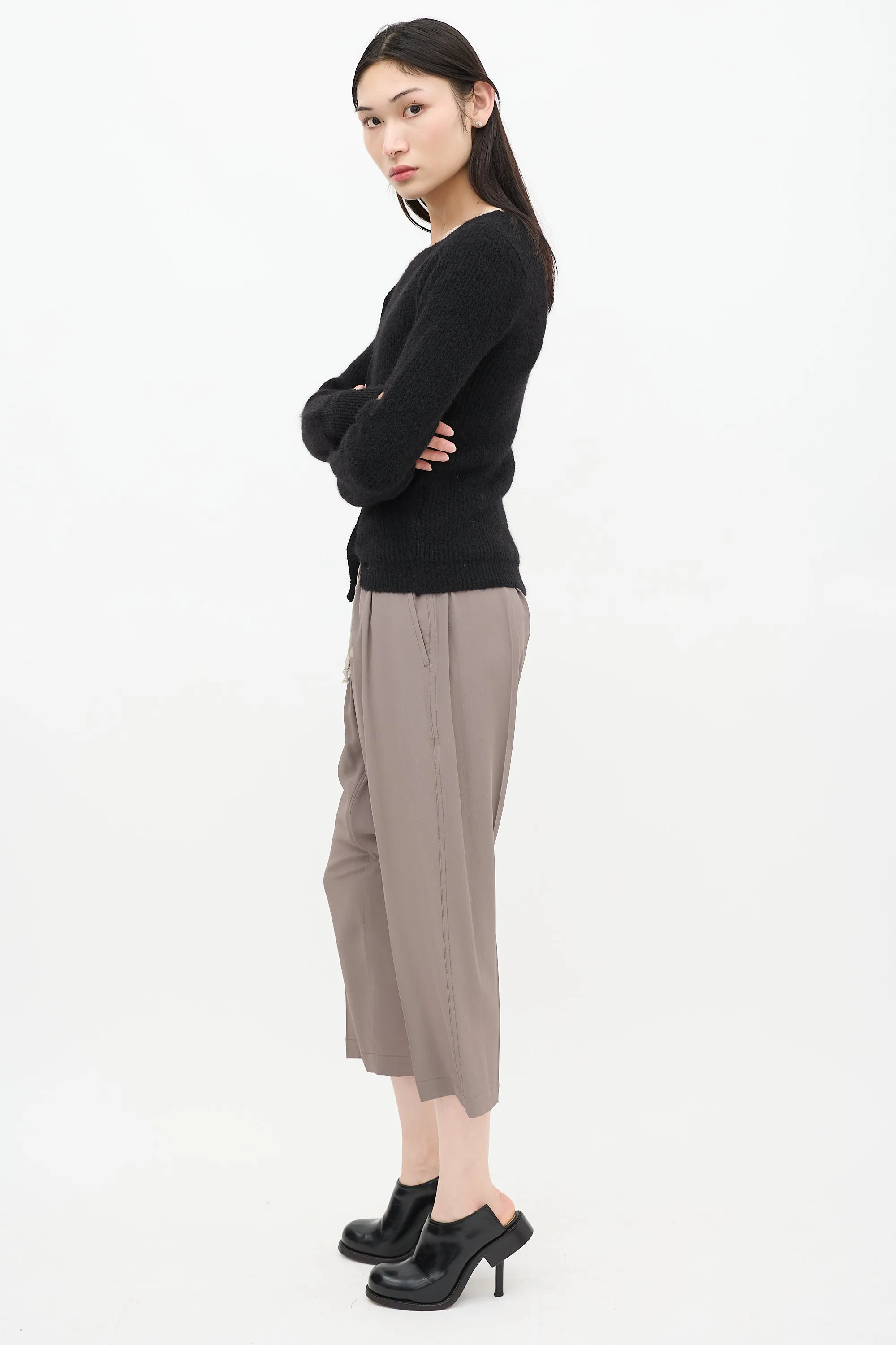 Black Asymmetric La Maille Pau Cardigan
