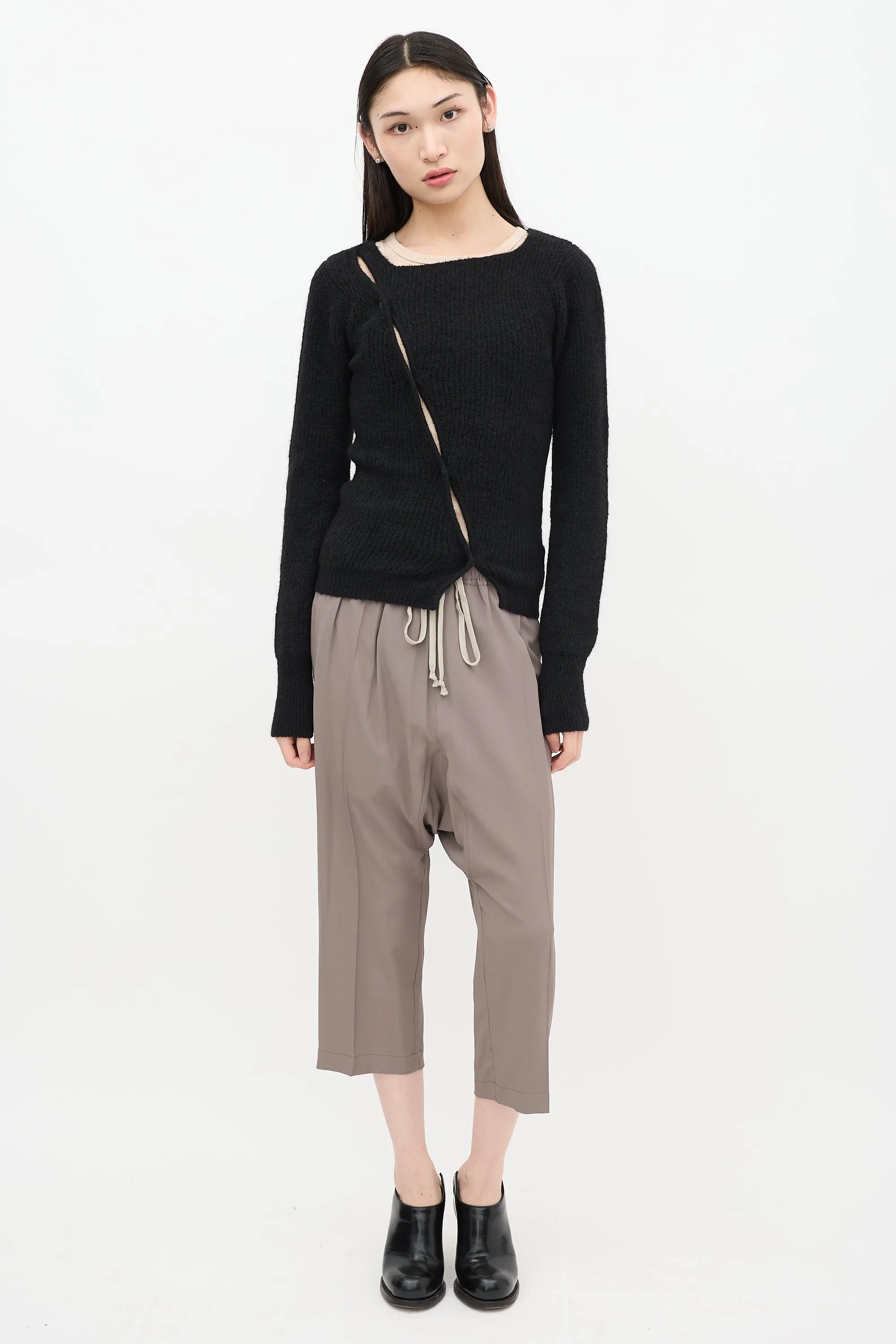 Black Asymmetric La Maille Pau Cardigan