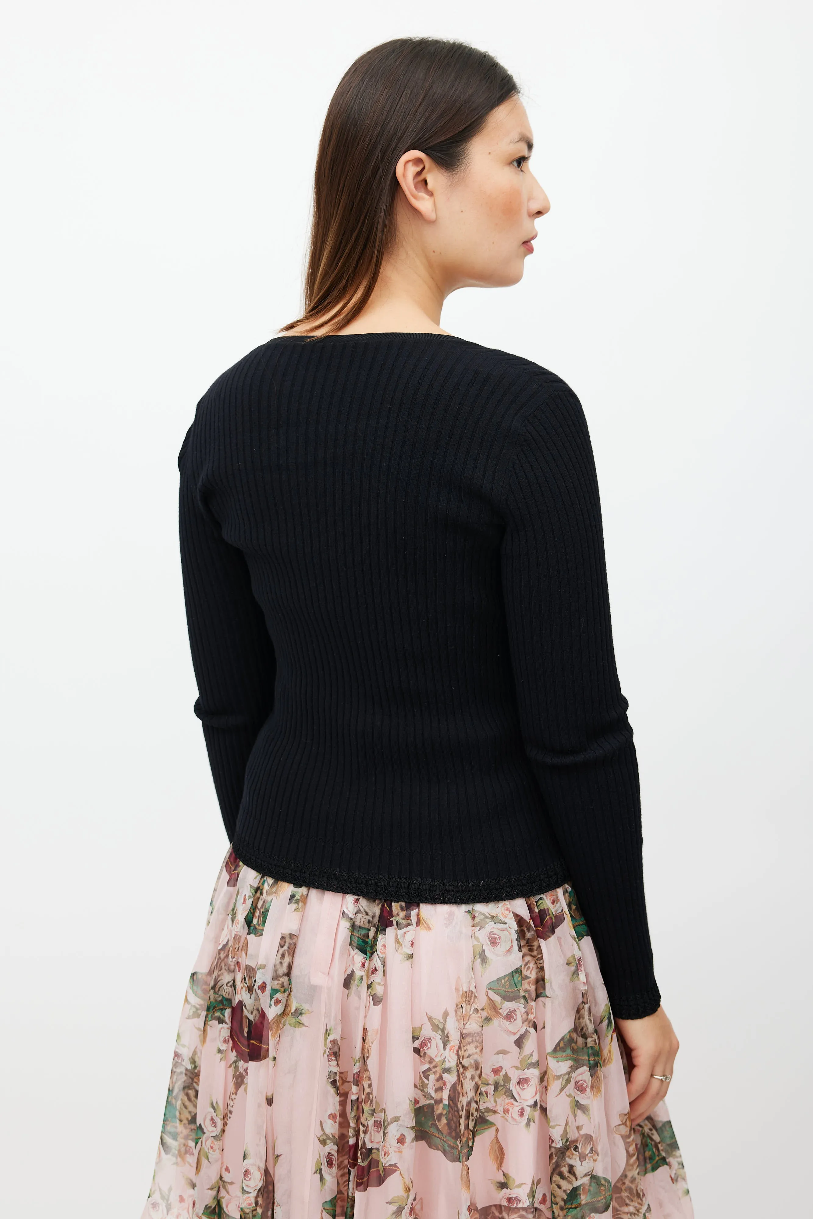 Black Ribbed Cardigan