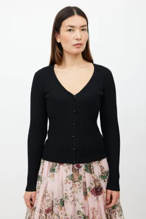 Black Ribbed Cardigan