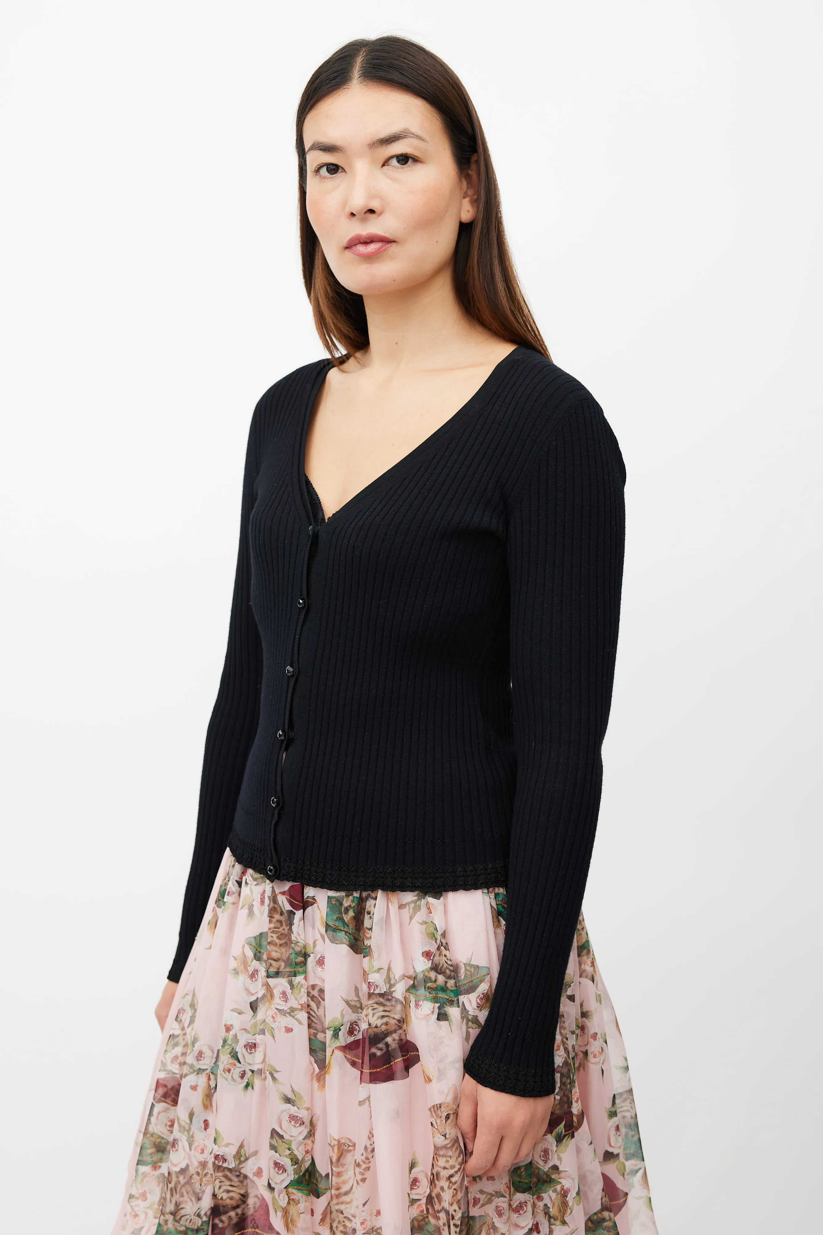 Black Ribbed Cardigan