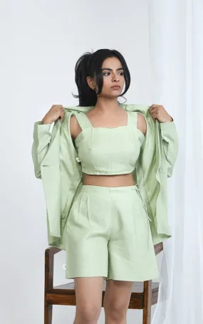 Breathable Hemp Crop Top with Adjustable Fit- Pistachio Green