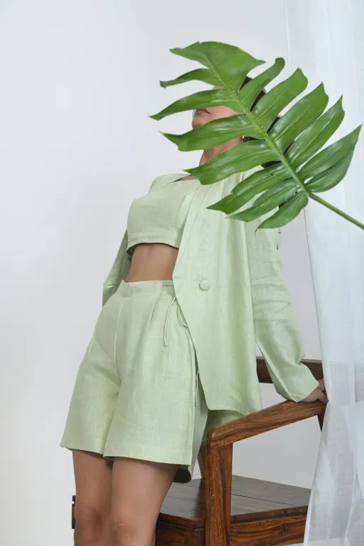 Breathable Hemp Crop Top with Adjustable Fit- Pistachio Green