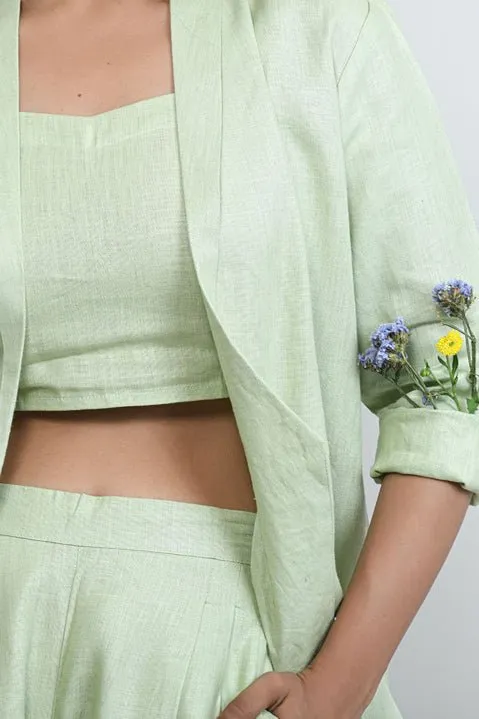 Breathable Hemp Crop Top with Adjustable Fit- Pistachio Green