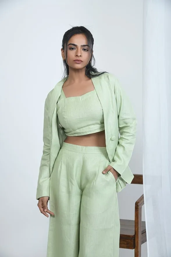 Breathable Hemp Crop Top with Adjustable Fit- Pistachio Green