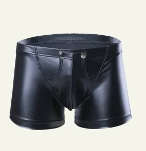 Buttoned Leather Shorts