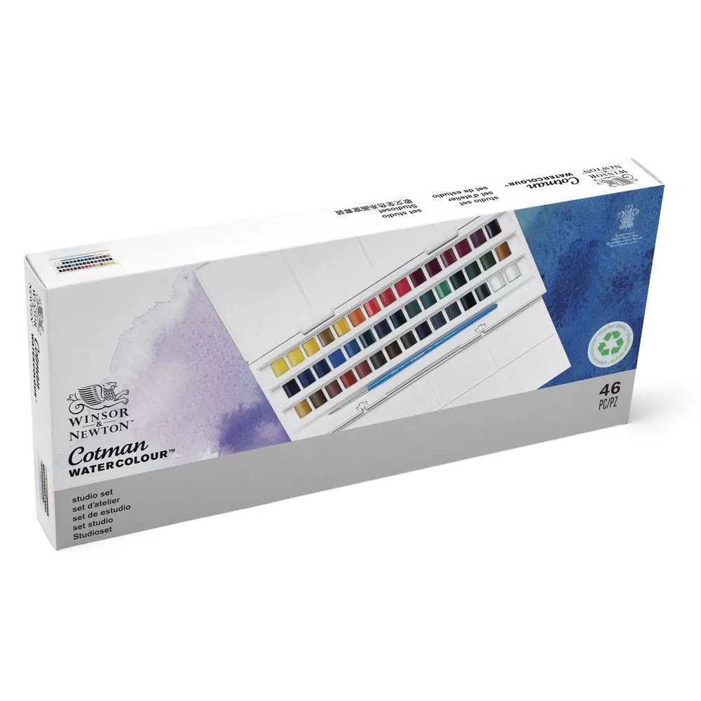 Cotman Watercolours Half Pan Studio Set - 45 Half Pans