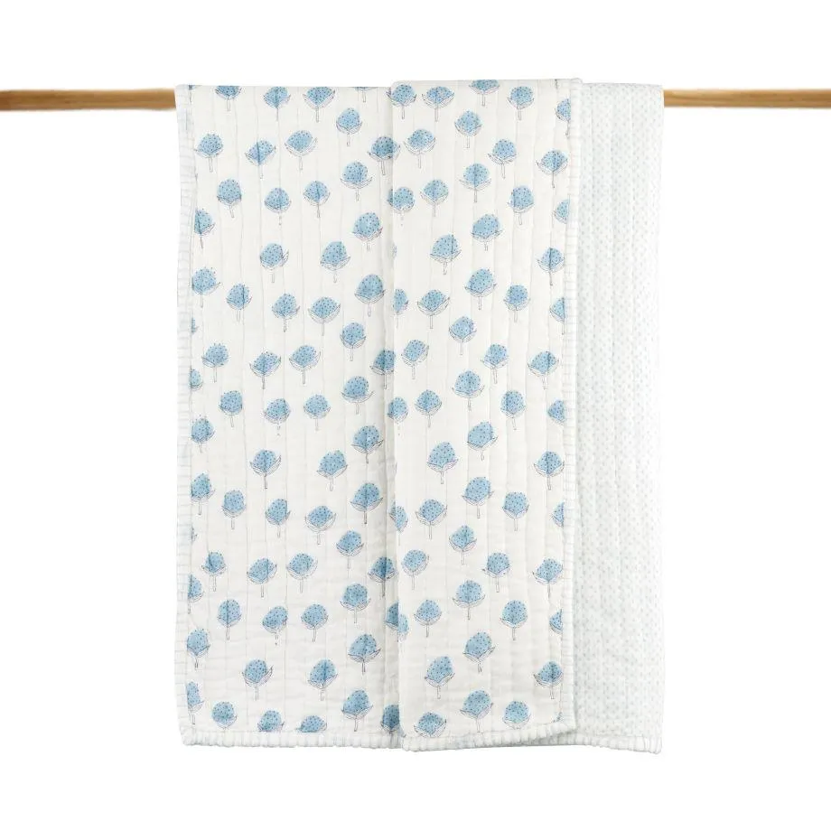 Cotton Cheer Pink Bud Reversible Mulmul Quilt | Hand-Block Printed