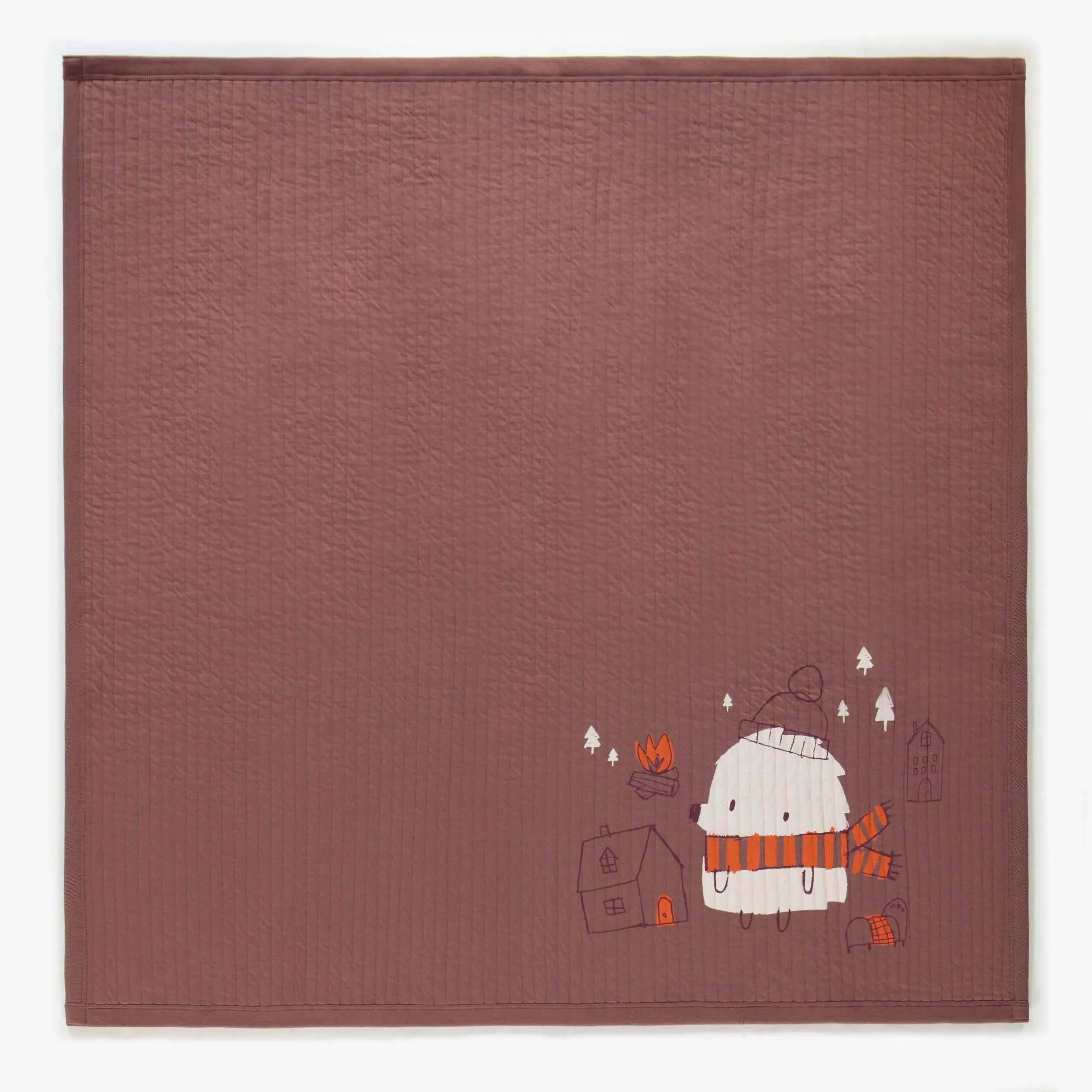 Couverture brune en jersey matelassée, naissance || Brown blanket in quilted jersey, newborn