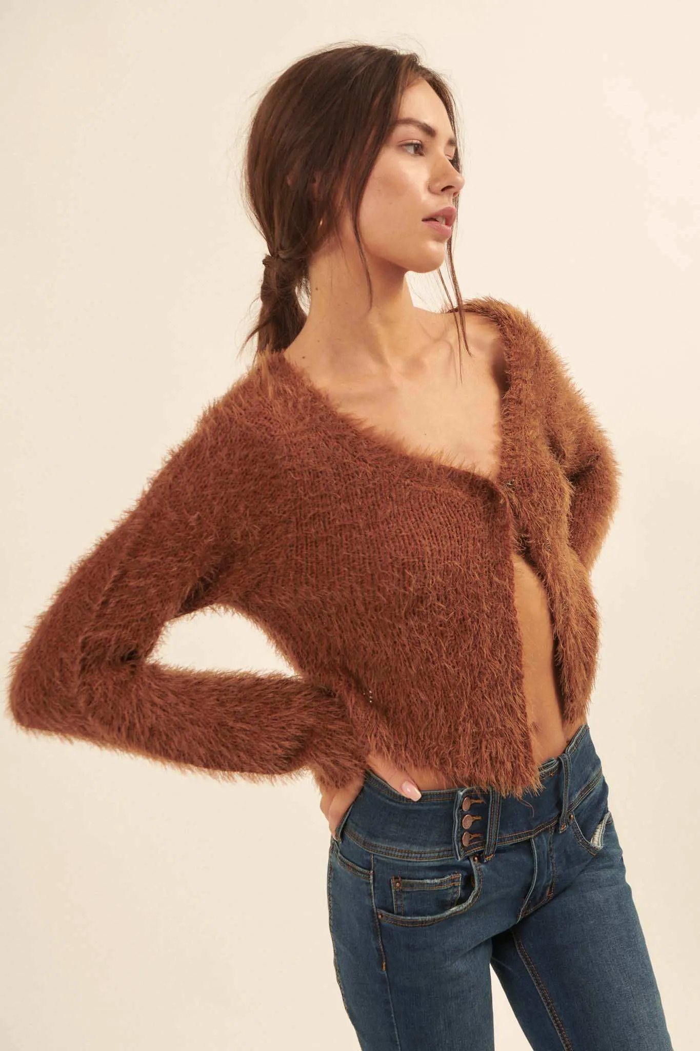 Cuddle Closer Solid Furry Knit Cardigan