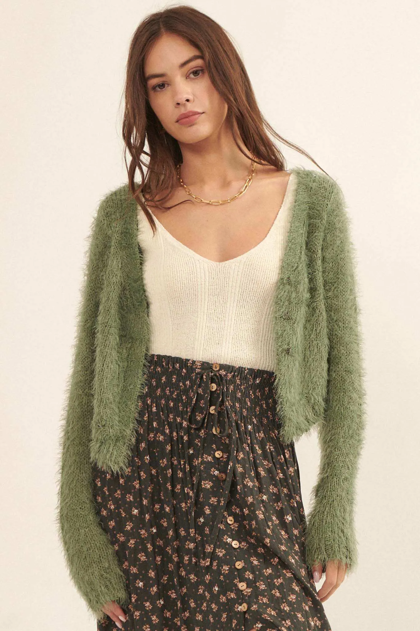 Cuddle Closer Solid Furry Knit Cardigan