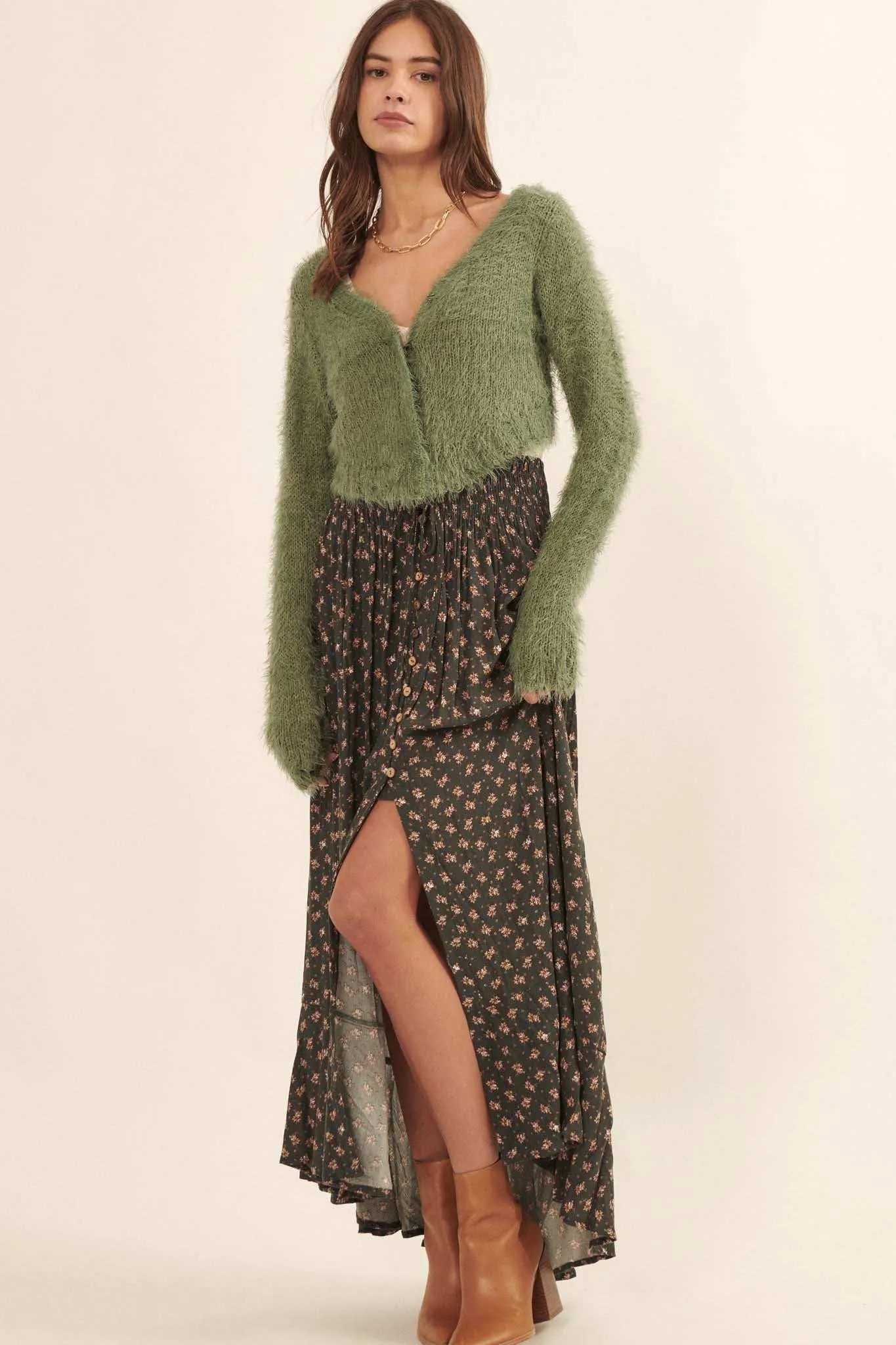 Cuddle Closer Solid Furry Knit Cardigan