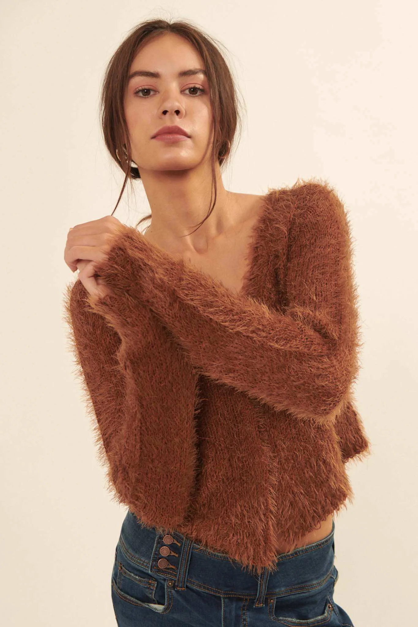 Cuddle Closer Solid Furry Knit Cardigan