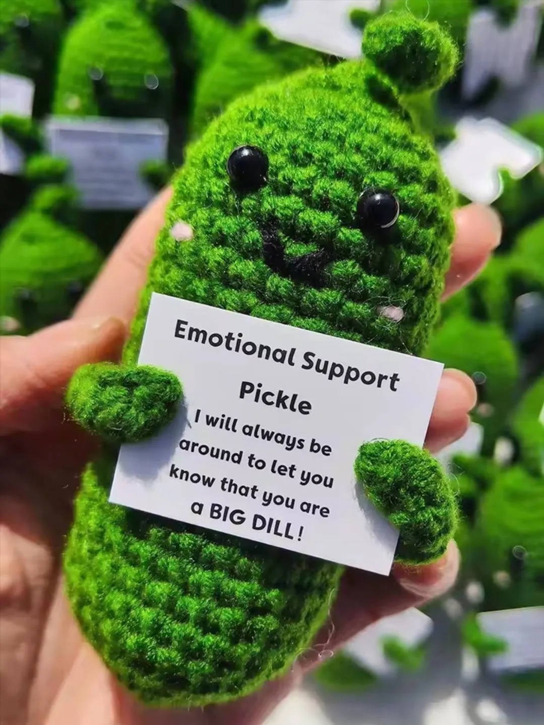 Emotional support crochet pickle