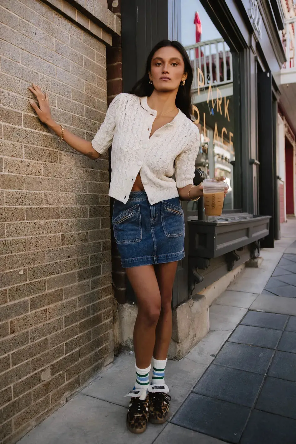 Erika Cable Knit Cardigan in Ivory - FINAL SALE