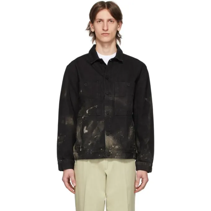 Etudes SSENSE Exclusive Black Denim Bleached Corner Jacket