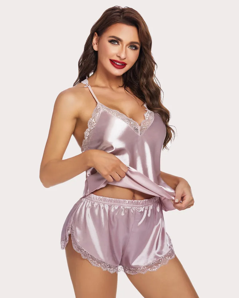 Floral Print Satin Pajamas Set