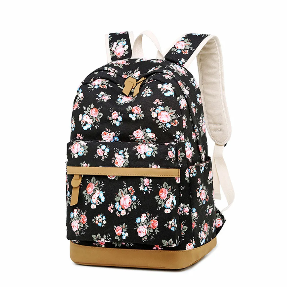 Floral School Rucksack Backpack Set with Lunch Bag Pencil Case for Teens