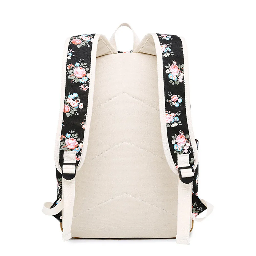Floral School Rucksack Backpack Set with Lunch Bag Pencil Case for Teens