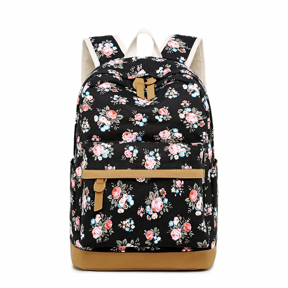 Floral School Rucksack Backpack Set with Lunch Bag Pencil Case for Teens