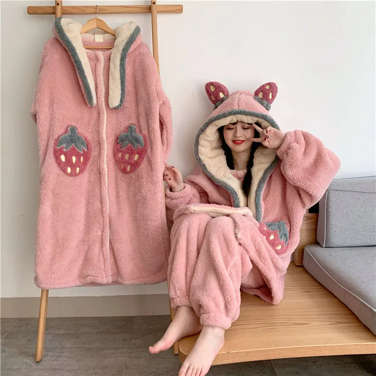 Kawaii Strawberry Nightdress & Pajama Set