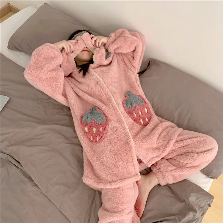 Kawaii Strawberry Nightdress & Pajama Set