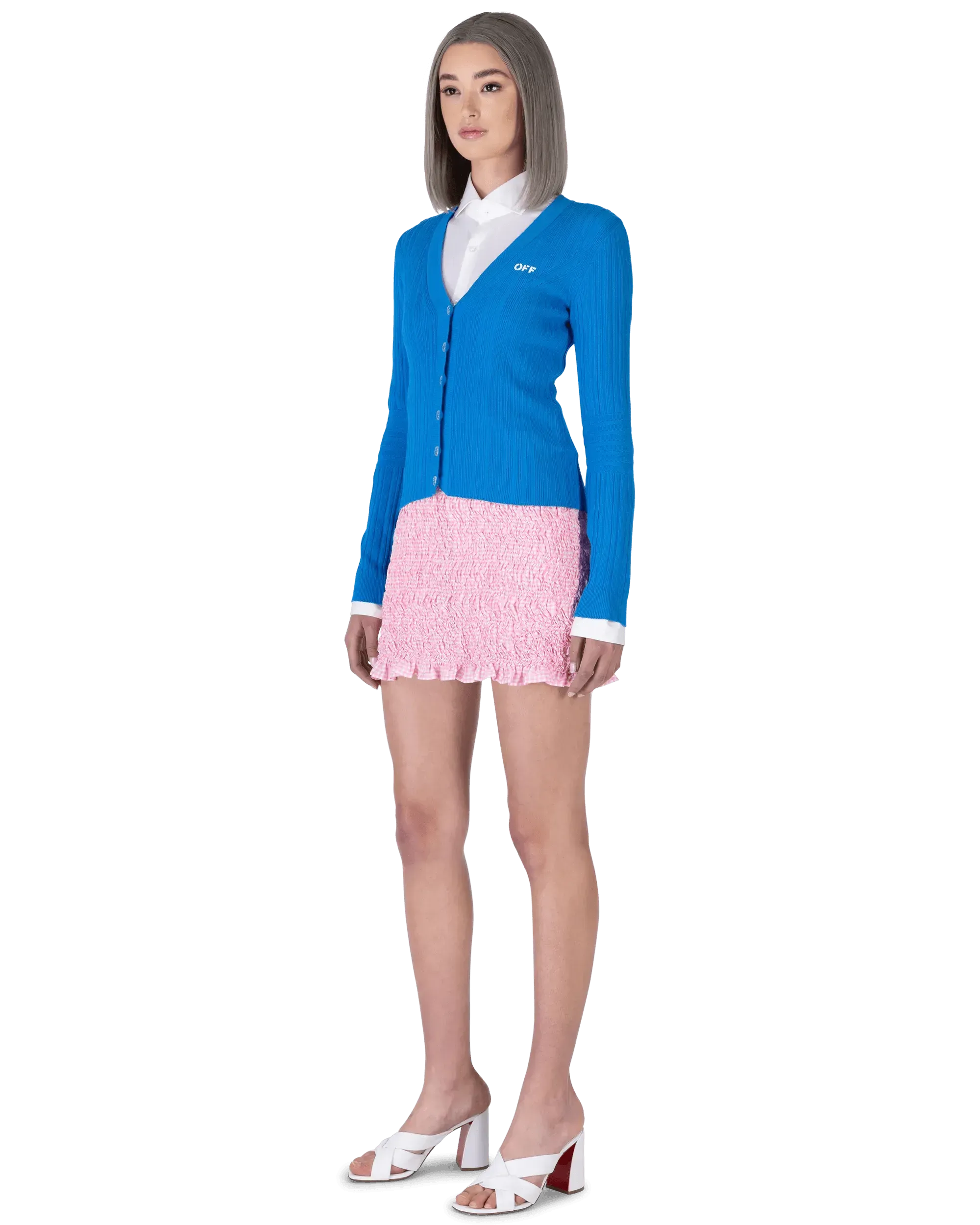 Logo-Stamped Ribbed Knit Cardigan