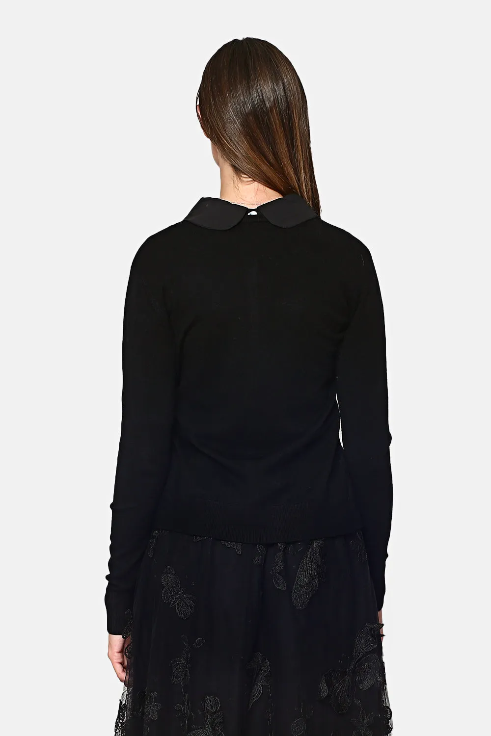 Long-sleeved buttoned V-neck cardigan