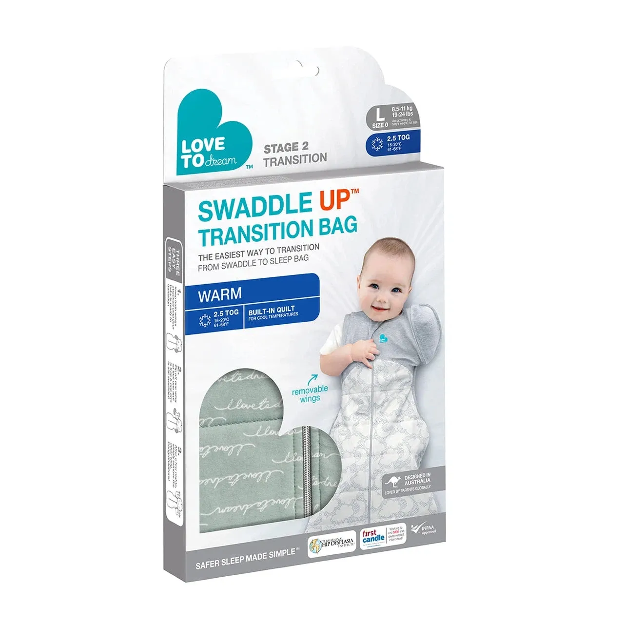 Love to Dream Swaddle Up Transition Bag Warm 2.5 Tog - Dreamer Olive