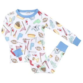 Magnolia Baby Boys Friday Night Lights Blue Football Long Pajamas
