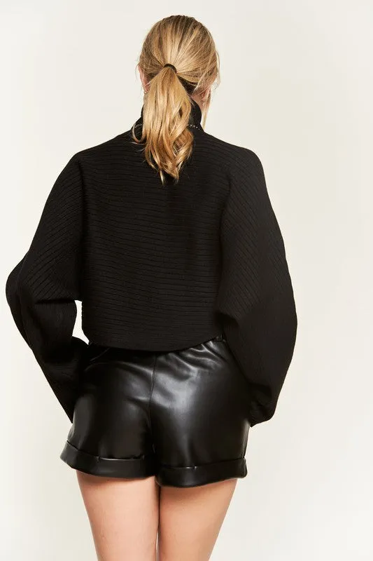 Mock neck wide sleeves top PLUS SIZE
