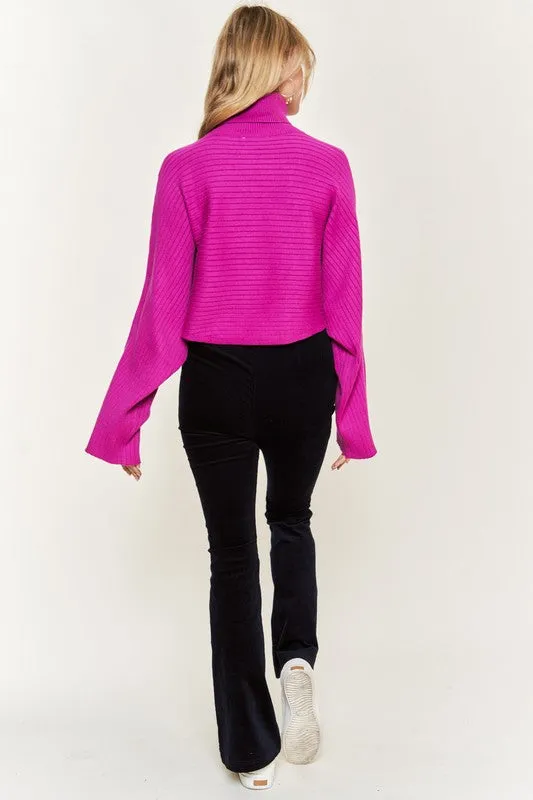 Mock neck wide sleeves top PLUS SIZE