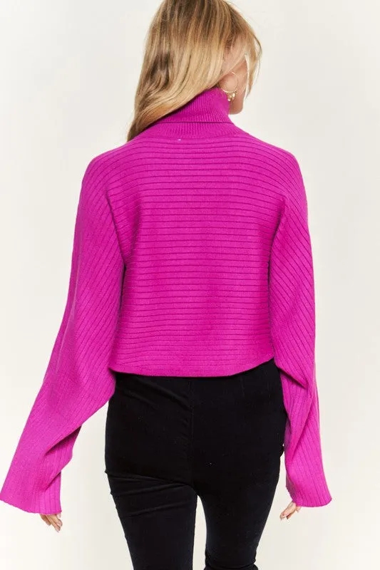 Mock neck wide sleeves top PLUS SIZE