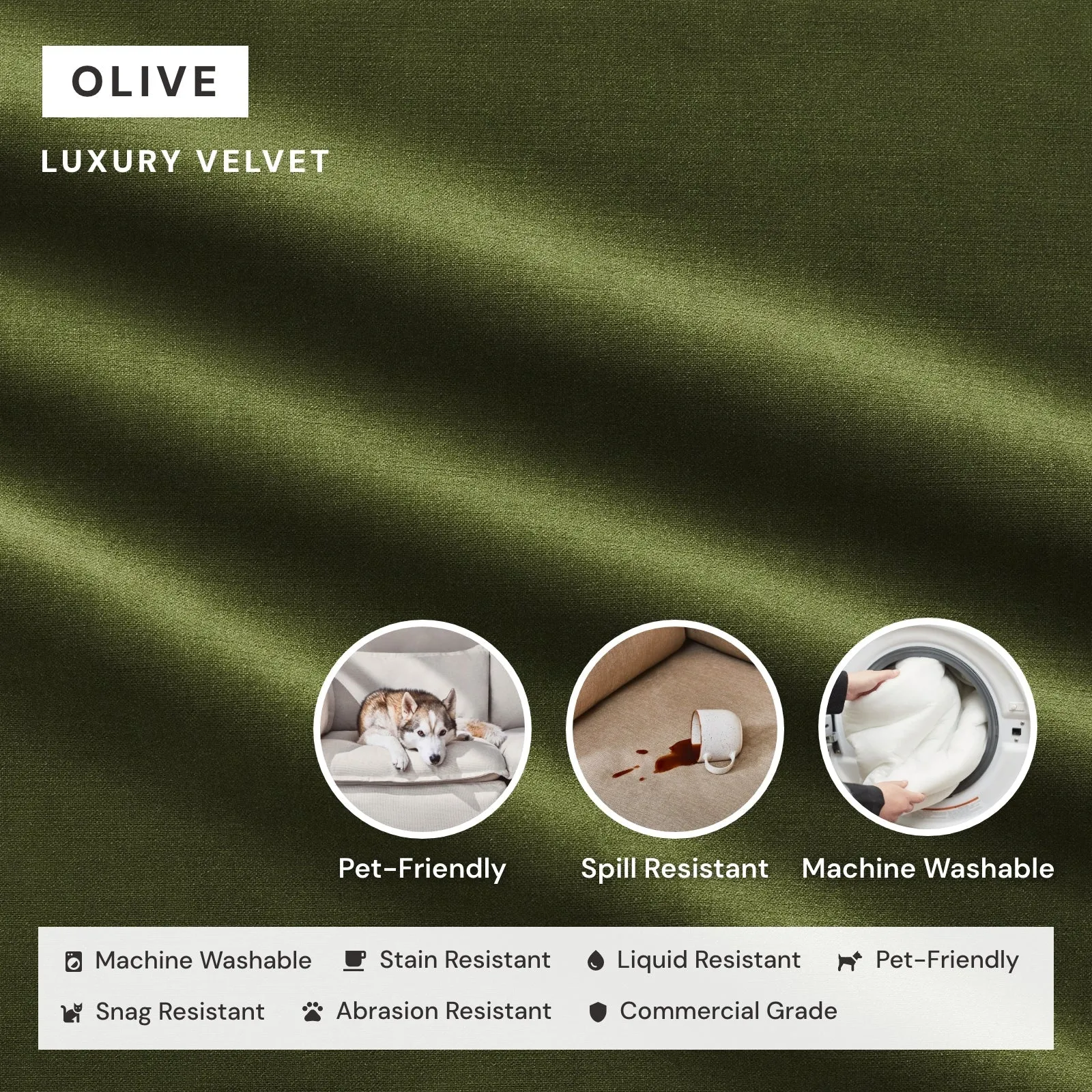 Modular Performance Armchair & Ottoman in Olive | Relaxed Blend
