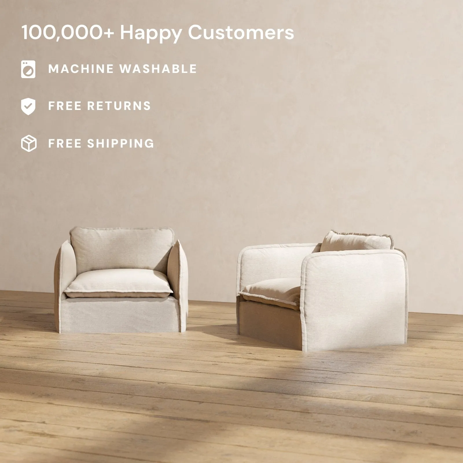 Modular Performance Armchair Set in Oat | Relaxed Blend