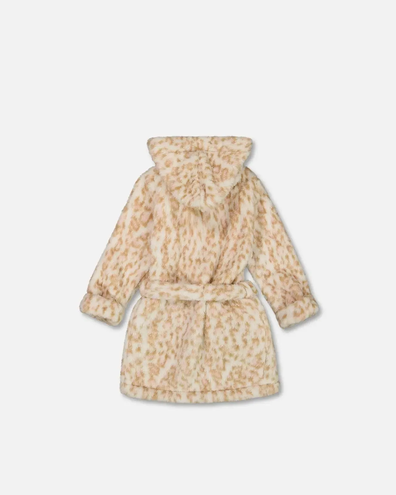Plush Robe Nougat Printed Leopard