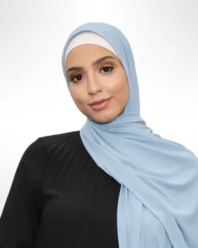 Ribbed Jersey Hijab – Coral Blue