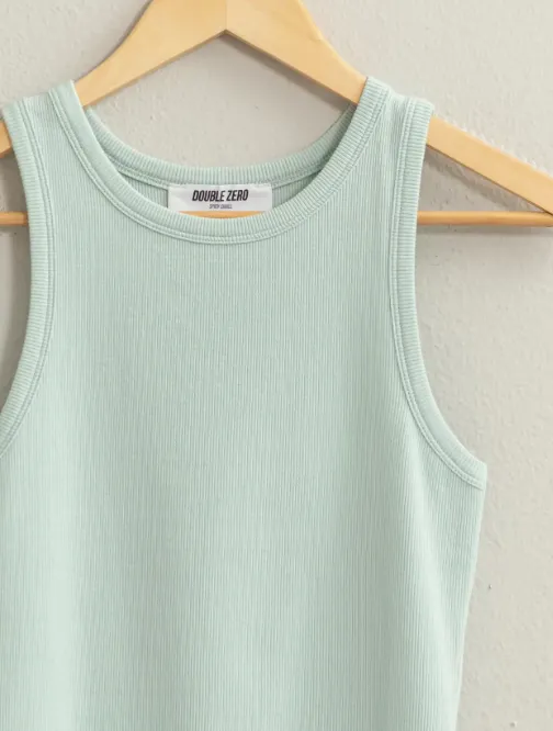 Ribbed Round Neck Tank Top