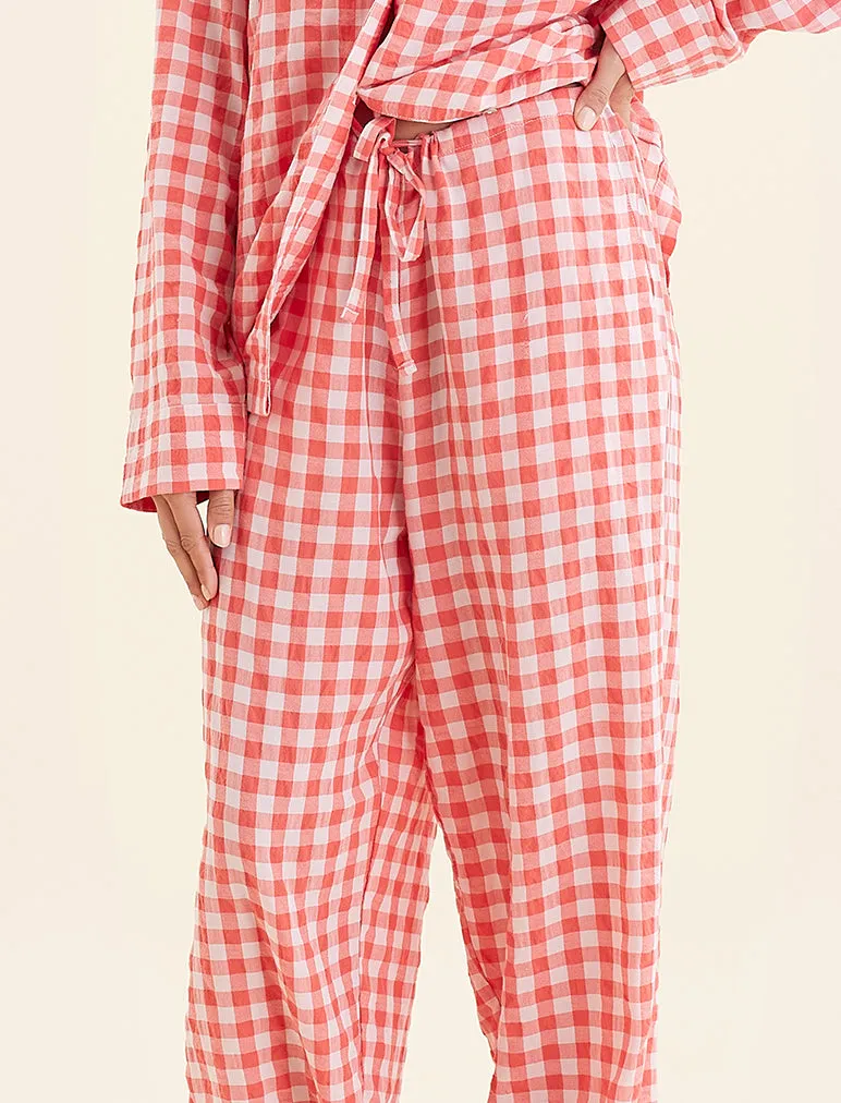 Seersucker Gingham Full Length PJ Set