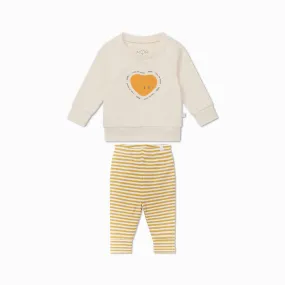 So Loved Sweatshirt & Striped Ribbed Leggings Outfit