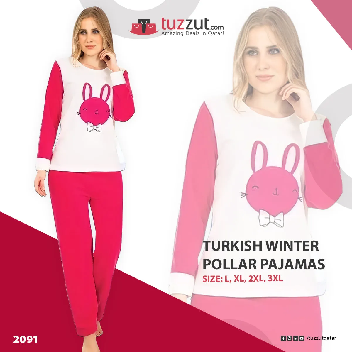 Turkish Winter Polar Pajama Nightwear Homewear - 2091