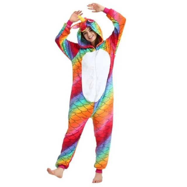 Women Unicorn Pajamas Sets Flannel Homewear Animal Pajamas Kigurumi Winter Starry sky unicornio Nightie pijama mujer Sleepwear