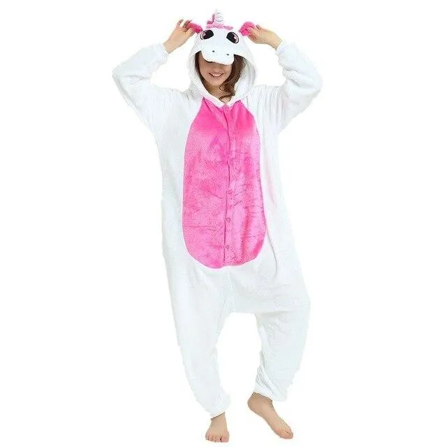Women Unicorn Pajamas Sets Flannel Homewear Animal Pajamas Kigurumi Winter Starry sky unicornio Nightie pijama mujer Sleepwear